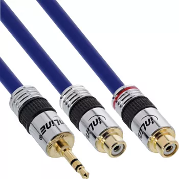 InLine helikaabel Premium 2x RCA emane / 3,5 mm isane kullatud 0,25 m