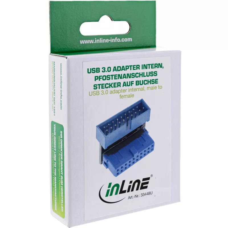 InLine USB 3.0 adapter, sisemine, emane/isane postühendus, alla nurga all