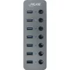 InLine USB 3.2 Gen.1 jaotur, 7 pordiga, lülitiga, alumiinium, hall, toiteplokiga