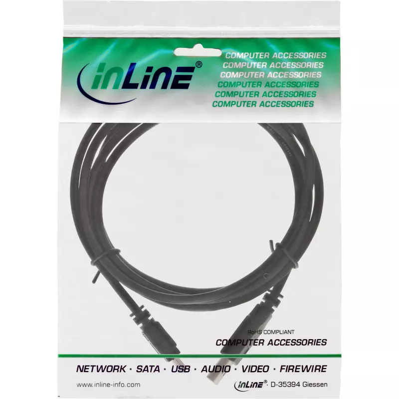 InLine USB 2.0 minikaabel USB tüüp A isane / Mini B isane, 5 kontaktiga, must, 2m