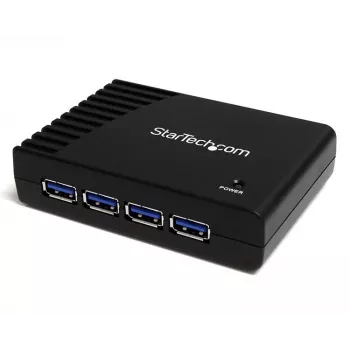 StarTech.com 4-pordiline must SuperSpeed USB 3.0 jaotur, USB 3.2 Gen 1 (3.1 Gen 1) Type-A, 5000 Mbit/s, must, toide, 5 V, 2 A