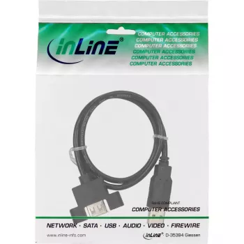 InLine 100 tk Bulk-Pack USB 2.0 kaabel A-pistik – A-pesa pesapaneeli jaoks 0,6 m