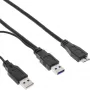 InLine USB 3.2 Gen.1 Y-kaabel 2x A-tüüpi isane / Micro B-pistik, must, 1,5 m