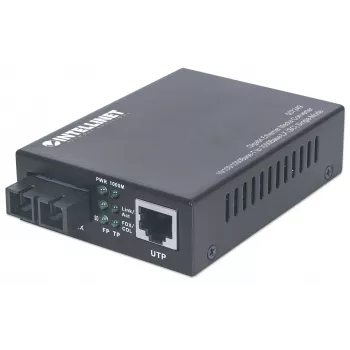 Intellinet Gigabit Ethernet Single Mode Media Converter, 10/100/1000Base-T to 1000Base-Lx (SC) Single-Mode, 20km