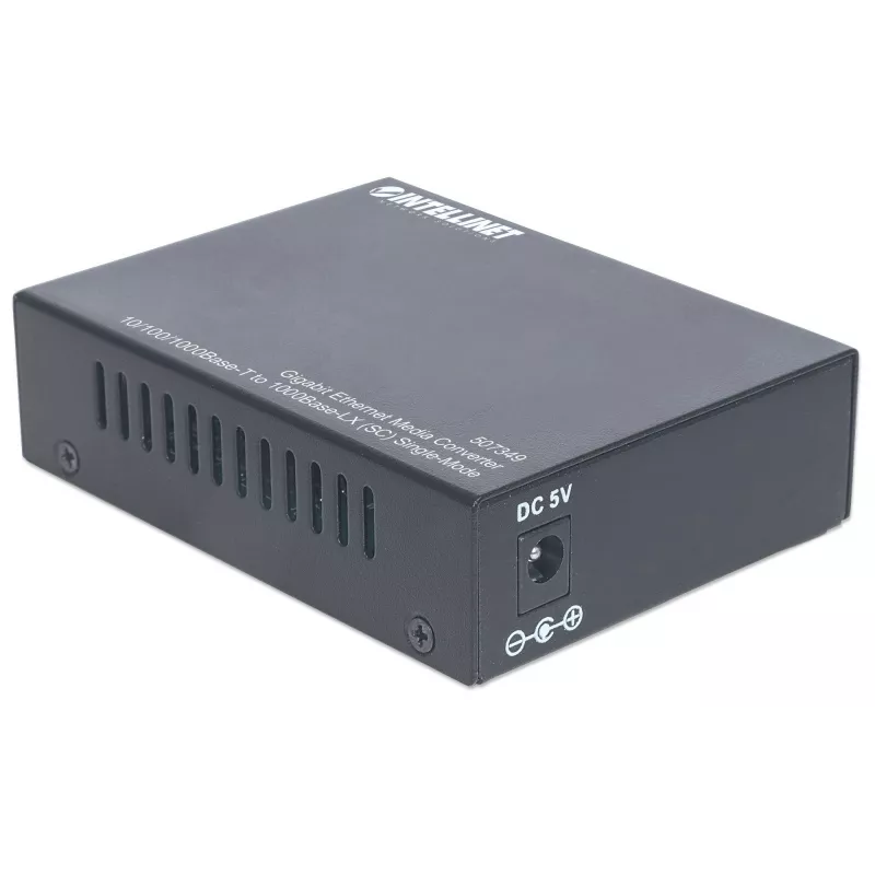 Intellinet Gigabit Ethernet Single Mode Media Converter, 10/100/1000Base-T to 1000Base-Lx (SC) Single-Mode, 20km