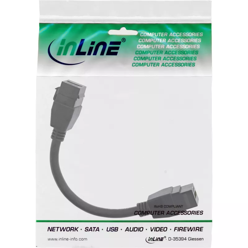 InLine HDMI 2x Keystone kaabel 4K/60Hz, HDMI A-pesa/emane, must, 0,2m