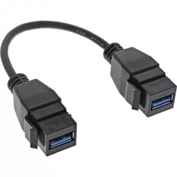 InLine USB 3.2 Gen1 2x keystone adapterkaabel, 2x USB A keystone pesa, 0,2m