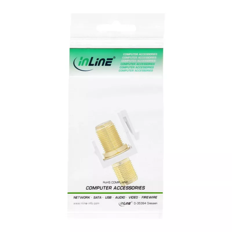 InLine Keystone paigaldusadapter, satelliitkaablile, 2x F-pesa, valge