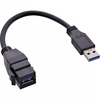 USB 3.2 Gen1 adapterkaabel InLine 76206C 0,2 m USB A-pistik Keystone emane