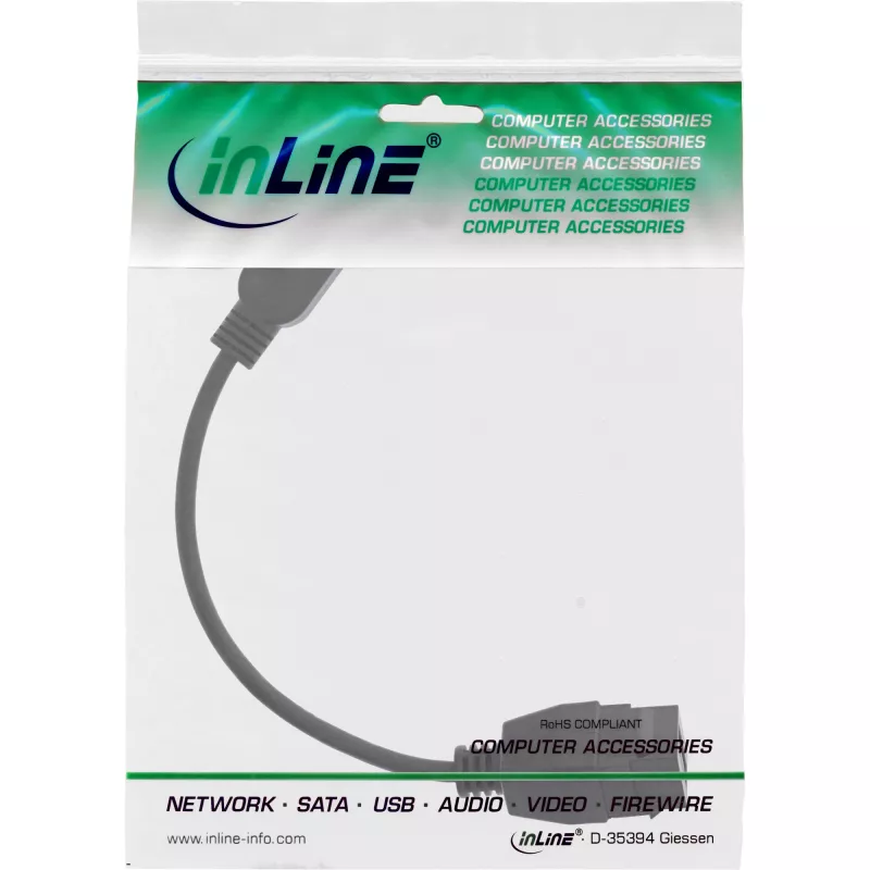 USB 3.2 Gen1 adapterkaabel InLine 76206C 0,2 m USB A-pistik Keystone emane
