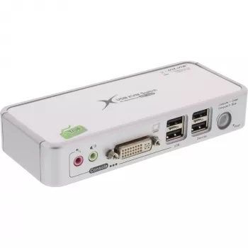 InLine Compact Desktop KVM-lüliti USB DVI 2 porti + heli koos kaablitega 1,2 m