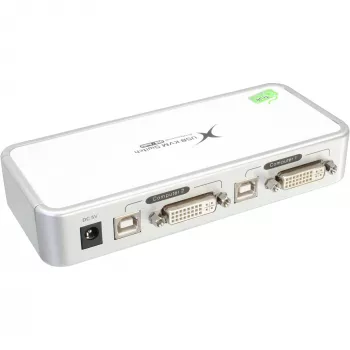 InLine Compact Desktop KVM-lüliti USB DVI 2 porti + heli koos kaablitega 1,2 m