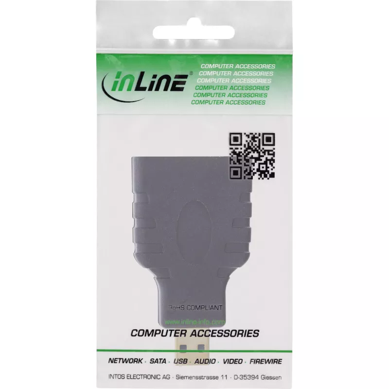 InLine HDMI-adapter HDMI A-pesa / HDMI D isane, 4K/60Hz, kullatud