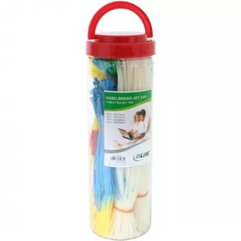 Kaablisidemete karp InLine 1000 tk, mitmevärviline – kaablikinnitid, 1000 tk