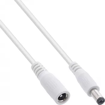 InLine DC pikenduskaabel, alalisvoolu pistik/pesa 5,5x2,1 mm, valge, 3 m