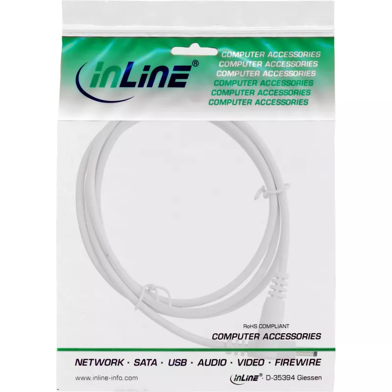 DC pikenduskaabel InLine 26855D 0,5 m isane/emane 4,0x1,7 mm valge