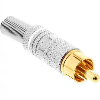 InLine RCA metallpistik jootmiseks, hõbedane, valge rõngas, 6 mm kaablile