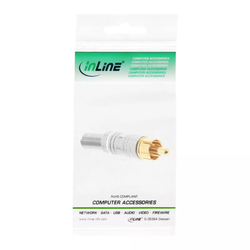 InLine RCA metallpistik jootmiseks, hõbedane, valge rõngas, 6 mm kaablile