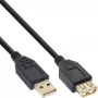 InLine USB 2.0 pikenduskaabel tüüp A-pistik / emane, kullatud, must, 1,2 m