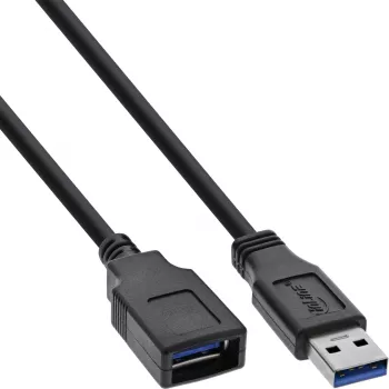 InLine USB 3.2 Gen.1 kaabel tüüp A-pistik / tüüp A-pesa, must, 5m