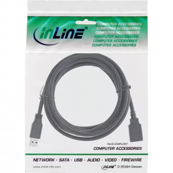 InLine USB 3.2 Gen.1 kaabel tüüp A-pistik / tüüp A-pesa, must, 5m