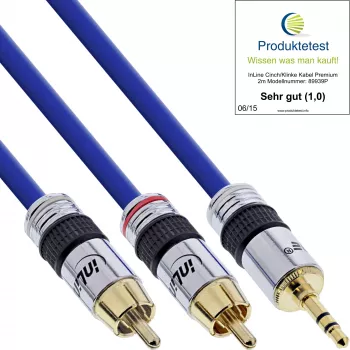 InLine helikaabel Premium 2x RCA isane / 3,5 mm isane kullatud 0,5 m