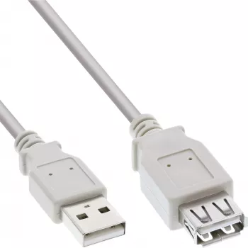InLine USB 2.0 pikenduskaabel, tüüp A-pistik / emane, beež, 1,8 m, hulgipakend