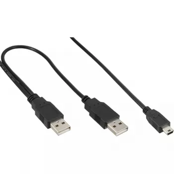 InLine USB mini-Y kaabel 2x tüüp A-pistik / Mini-B-pistik, 5 pin, 1 m