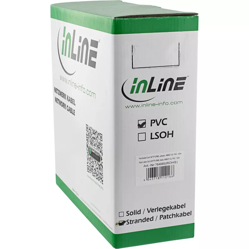 InLine patch-kaabel S/FTP PiMF Cat.6 must AWG27 PVC CU 100m