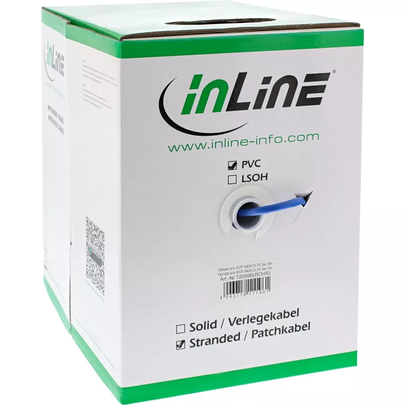 InLine patch-kaabel SF/UTP Cat.5e AWG26 CCA PVC sinine 100 m