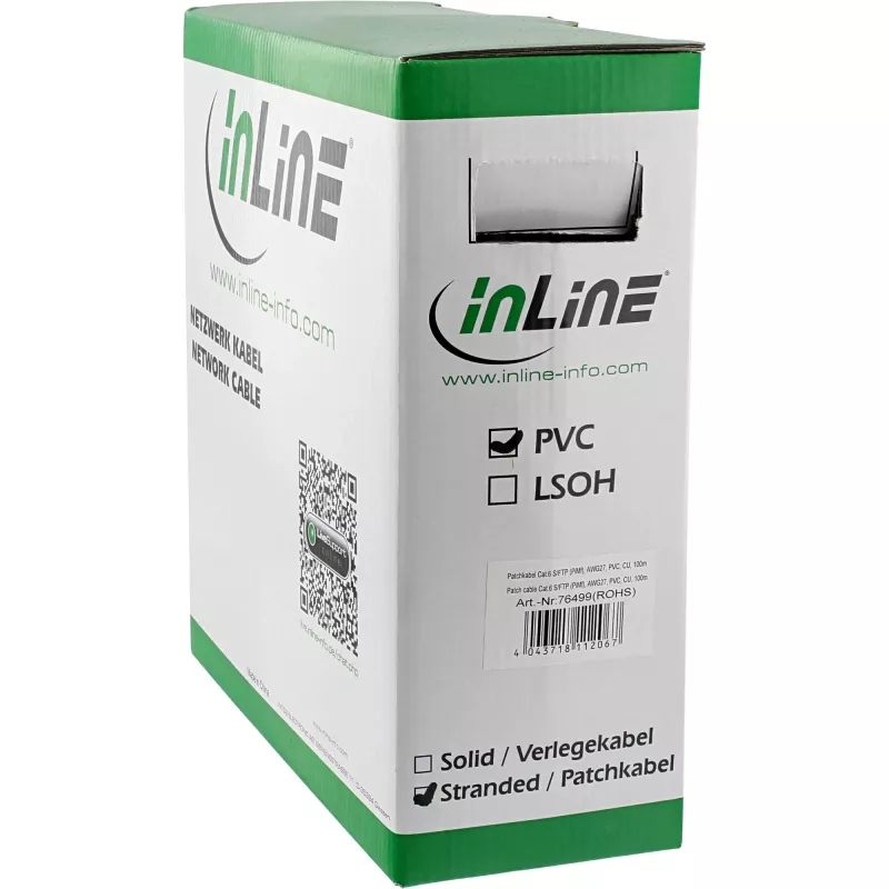 InLine patch-kaabel S/FTP PiMF Cat.6 hall AWG27 PVC CU 100m