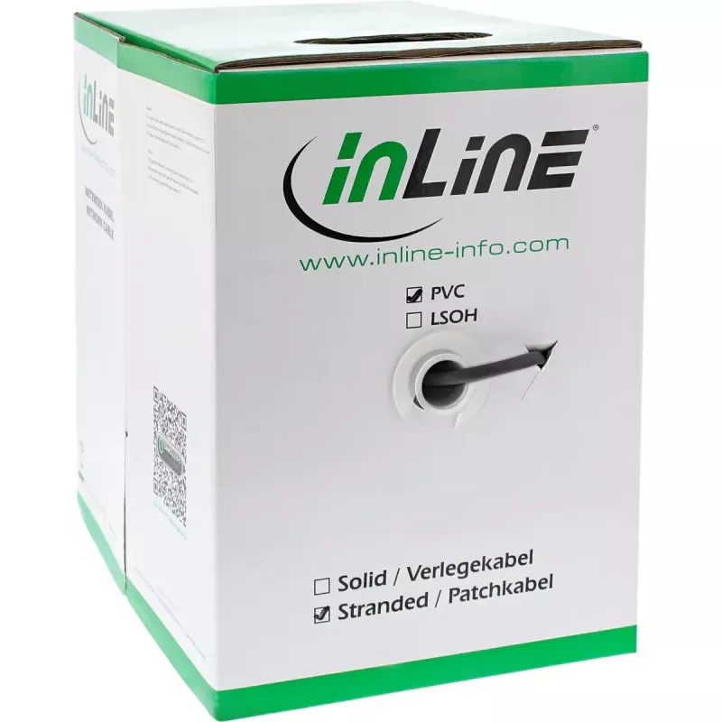 InLine patch-kaabel SF/UTP Cat.5e AWG26 CCA PVC must 100m
