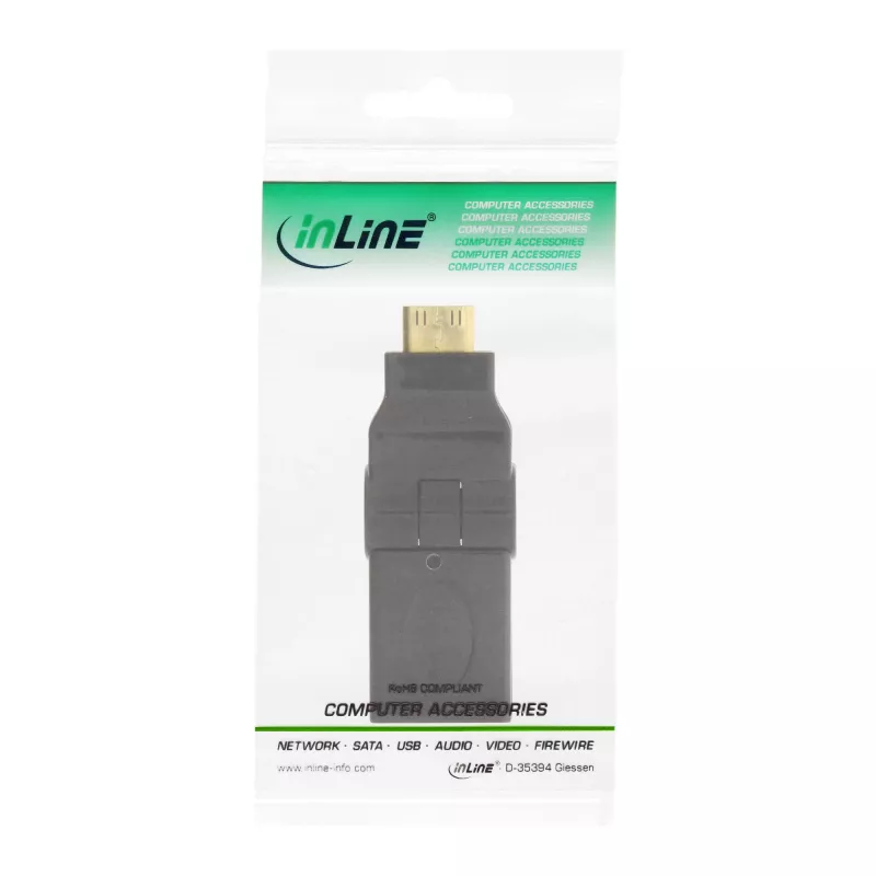 HDMI-adapter InLine 17690M HDMI A-pesa / HDMI C isane pöördliigendiga kullatud