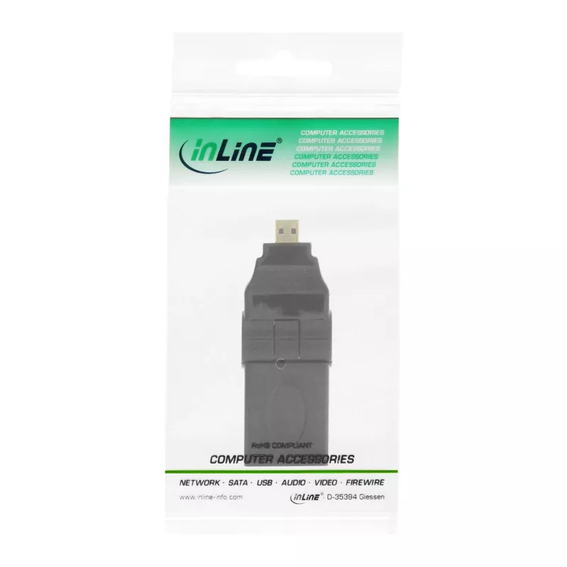 HDMI-adapter Tüüp A-pesa / D isane pöördliigendiga kullatud kontaktidega InLine 17690L