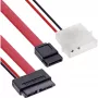 InLine Slimline SATA kaabel, õhuke SATA 13-pin (7+6) kaabli pool SATA+toide, 0.4m