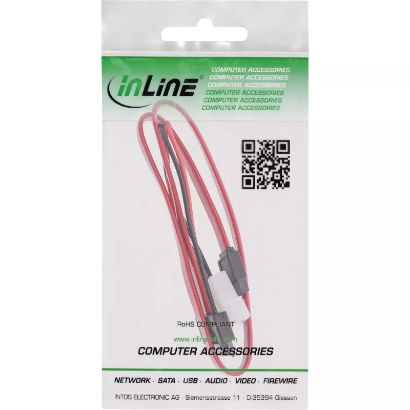 InLine Slimline SATA kaabel, õhuke SATA 13-pin (7+6) kaabli pool SATA+toide, 0.4m