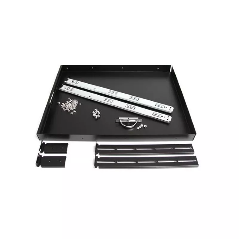 StarTech.com 1U lükanduv serveririiuli klaviatuurialus, 55 naela (25 kg), 22 tolli (55 cm) sügav terasest väljatõmmatav sahtel 19-tollise AV, võrguseadmete riiuli jaoks