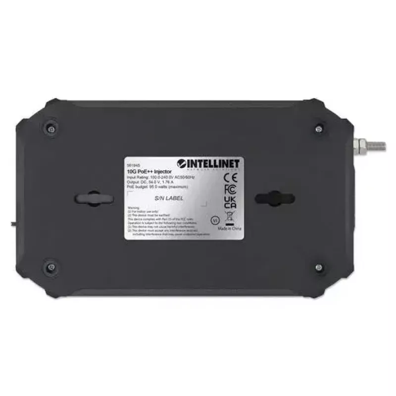 Intellinet 10G PoE++ süstija, üks 95 W port, IEEE 802.3bt (4PPoE) ühilduv, metallkorpus, seinale kinnitatav
