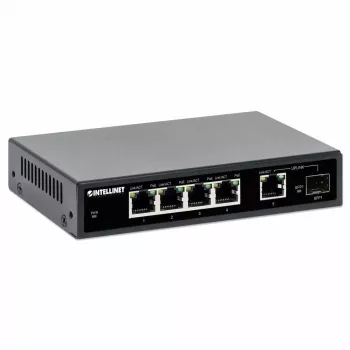 Intellinet 5-pordine Gigabit Ethernet PoE+ lüliti SFP pordiga 91 W võimsuspiiranguga