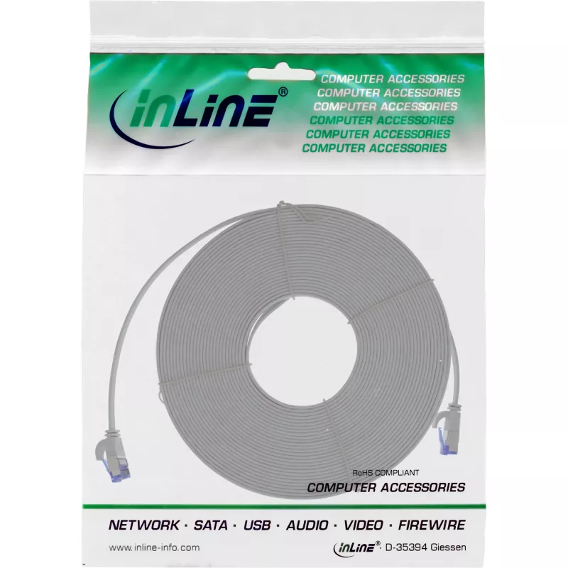 InLine lame patch-kaabel, U/FTP, Cat.6A, TPE halogeenivaba, hall, 5m