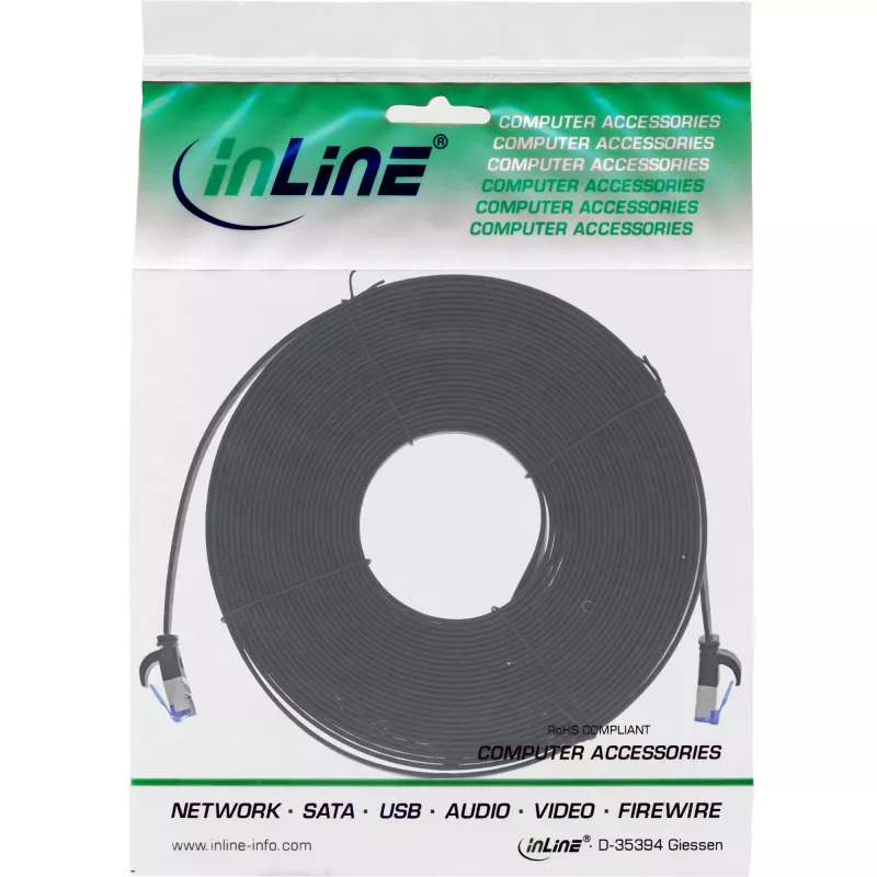 InLine lame patch-kaabel, U/FTP, Cat.6A, TPE halogeenivaba, must, 10 m