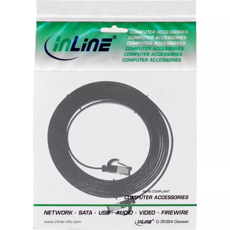 InLine lame patch-kaabel, U/FTP, Cat.8.1, TPE halogeenivaba, must, 3 m