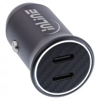 InLine USB auto laadijaadapter toiteedastus, 2x USB-C, must