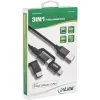 InLine 3-in-1 USB-kaabel, USB-A-pistik, Micro-USB+USB-C+Lightning, must/alumiinium