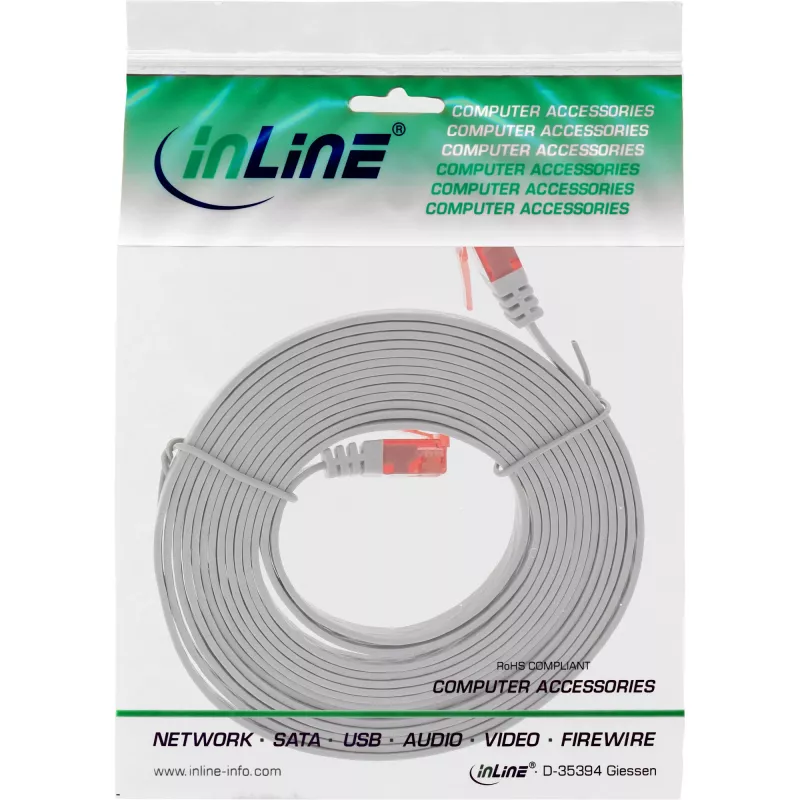 InLine lame üliõhuke patch-kaabel U/UTP Cat.6 Gigabit-valmis hall 2m