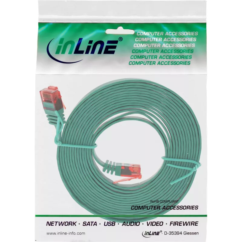 InLine lame üliõhuke paikakaabel U/UTP Cat.6 Gigabit valmis roheline 2m