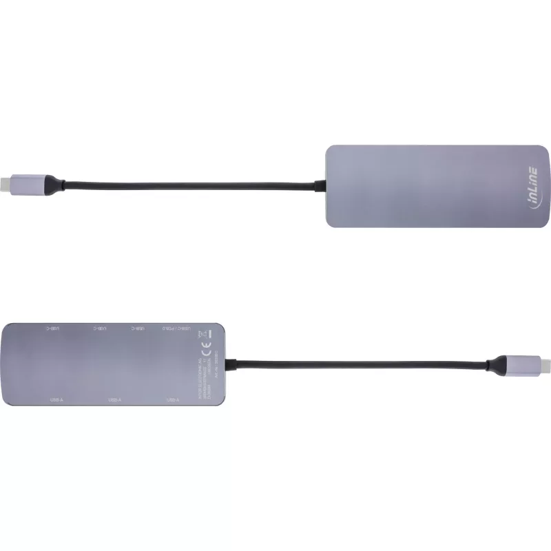 InLine USB 3.2 Gen.2 Hub, 4x USB-C + 3x USB-A, PD 100W, alumiinium, hall