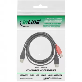 USB 2.0 Y-kaabel 2x A-tüüpi isane/emane InLine 34510Z 0,2 m