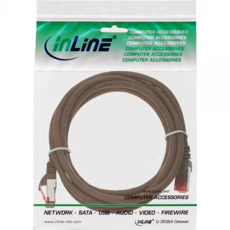 InLine võrgukaabel S/FTP PiMF Cat.6 250MHz PVC vask pruun 25m