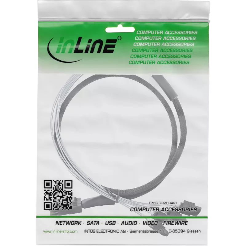 InLine SAS-kaabel Mini SAS SFF8087 kuni 4x SATA otse OCR 1m